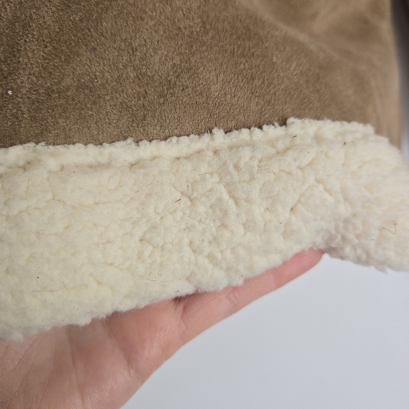 Limited Too girls Moto Jacket 7/8 Khaki Sherpa Tan‎ Neutral NWT Outerwear Zipper - Picture 4 of 13